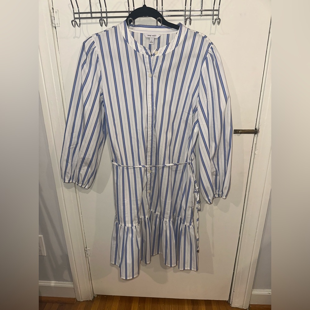 🌀Nine West Women’s Dress with Blue and White Stripes